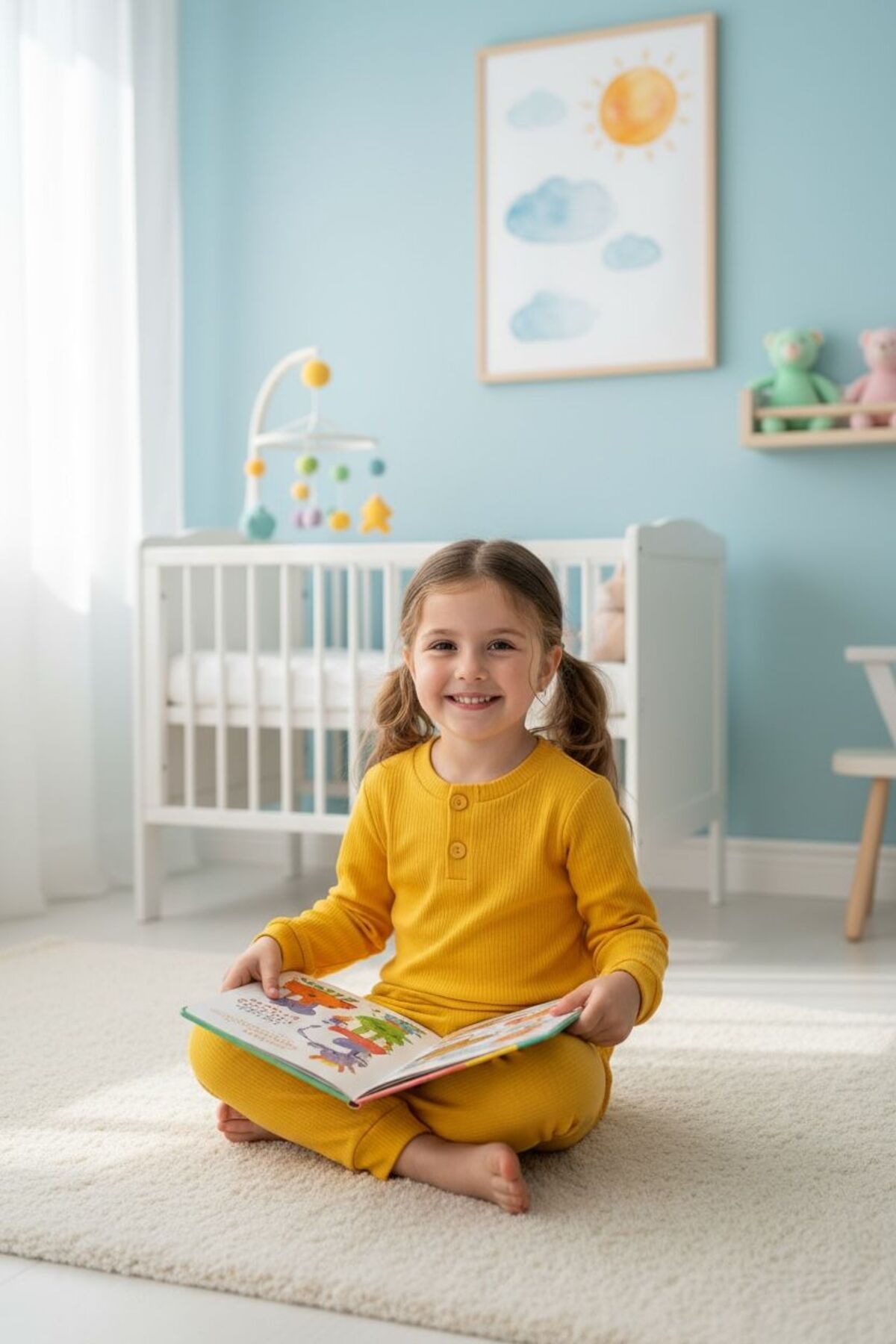 Uzun Kollu Fitilli Pijama Çocuk Takımı-Ev Giyim-Kız-Erkek-İç Giyim-Ev Giyim