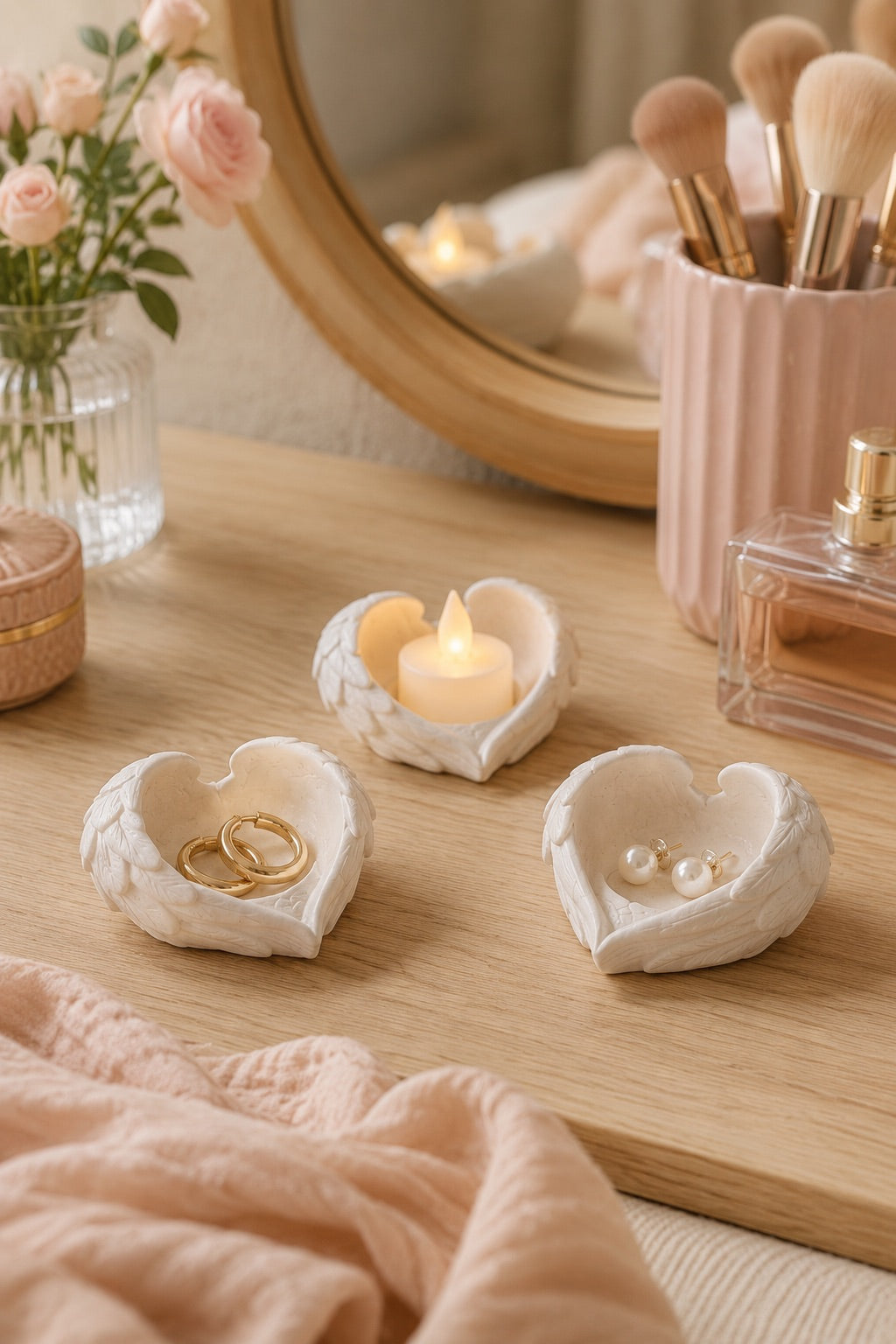 Melek Işığı Seti 3’lü Melek Kanatlı LED Mum Dekoratif Tealight 8 x 7 cm