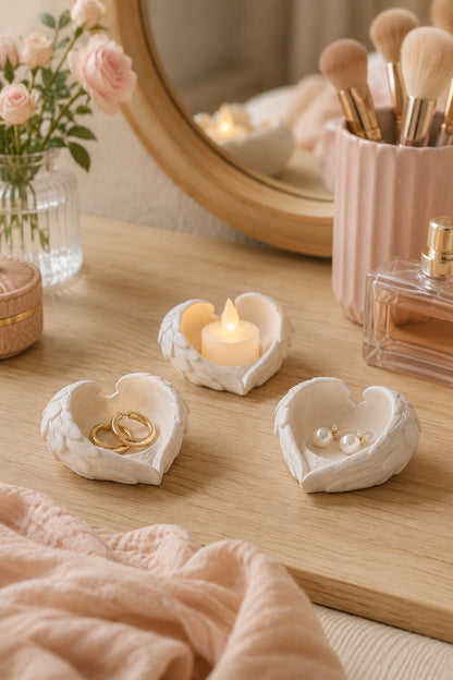 Melek Işığı Seti 3’lü Melek Kanatlı LED Mum Dekoratif Tealight 8 x 7 cm