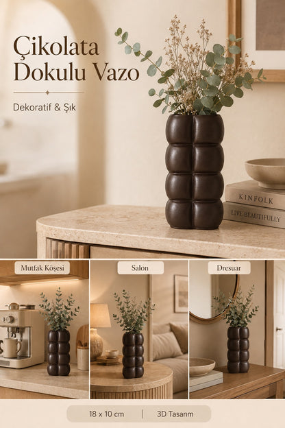 Modern Çikolata Formlu Dekoratif Vazo 3D Baskı PLA Salon ve Masa Dekorasyon Objesi