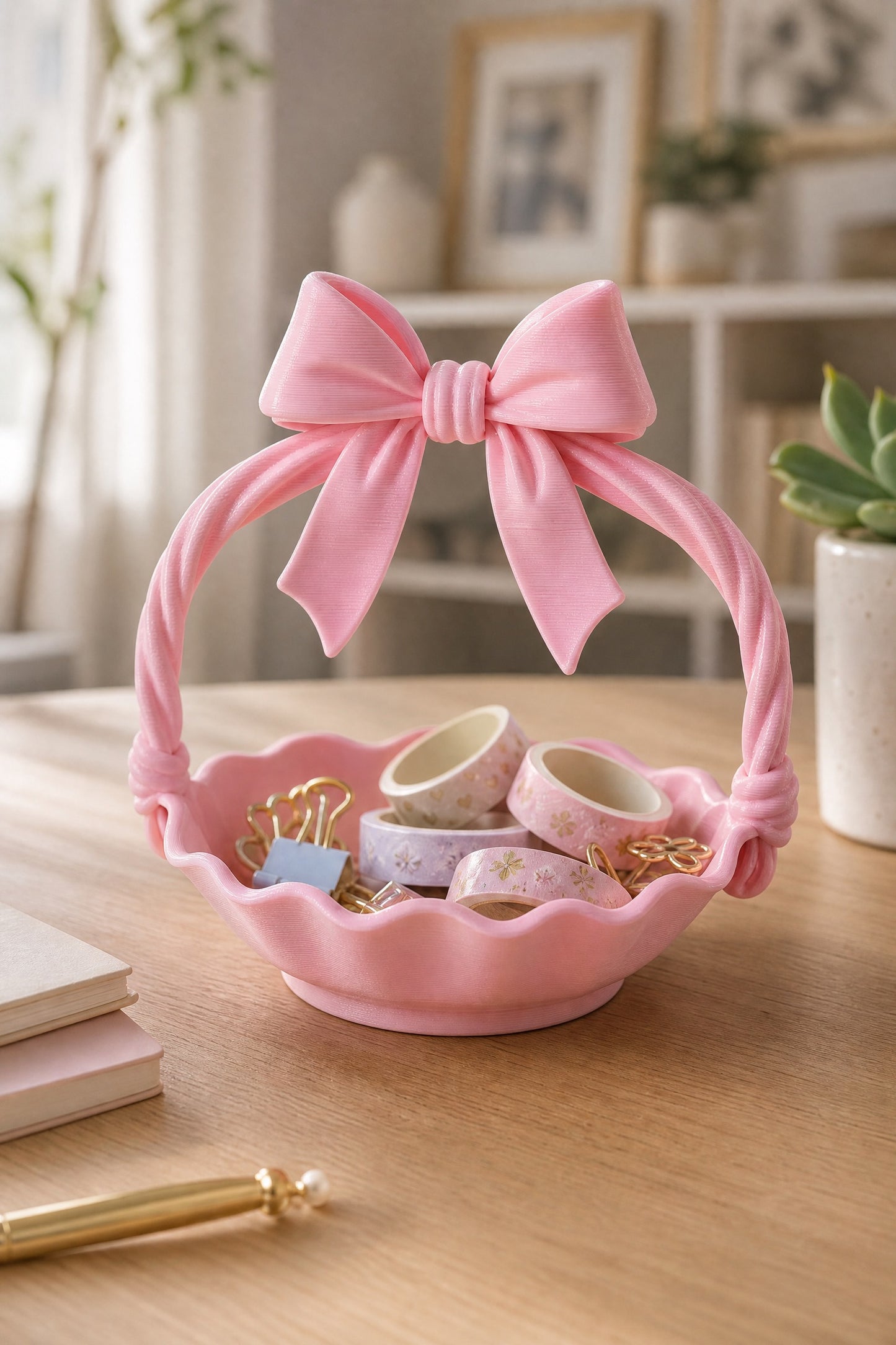 Bohem Sunum Sepeti Çikolatalık Kahve Köşesi Mini Organizer Masaüstü Dekoru Pembe