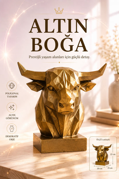 Dekoratif Büst Boğa Heykel Özel Tasarım 3d Hediye 12 x 16 Cm