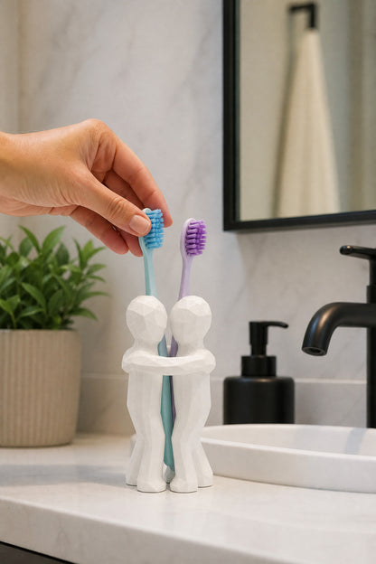 3D Hediye Çiftler İçin Diş Fırçalığı Minimalist Banyo Aksesuarı Geri Dönüştürülmüş PLA 13 x 9 cm