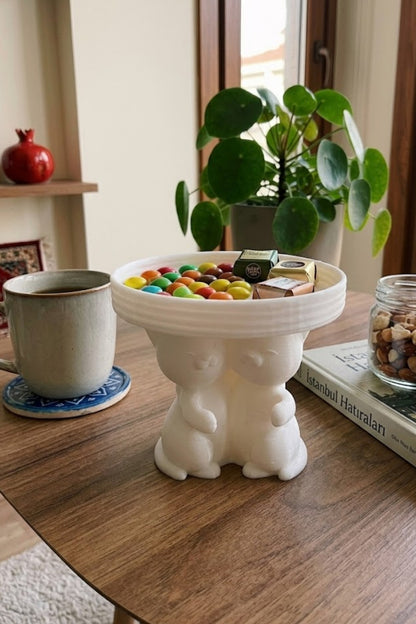 Dost kedi Figürlü Tepsili Organizer Dekoratif Masaüstü Takı Tepsisi