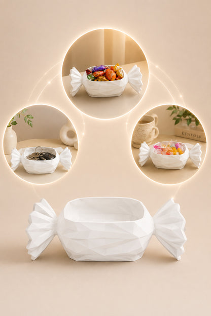 Geometrik Şeker Form Beyaz Mini Sunumluk Lokumluk Coffee Corner Masa Dekoru