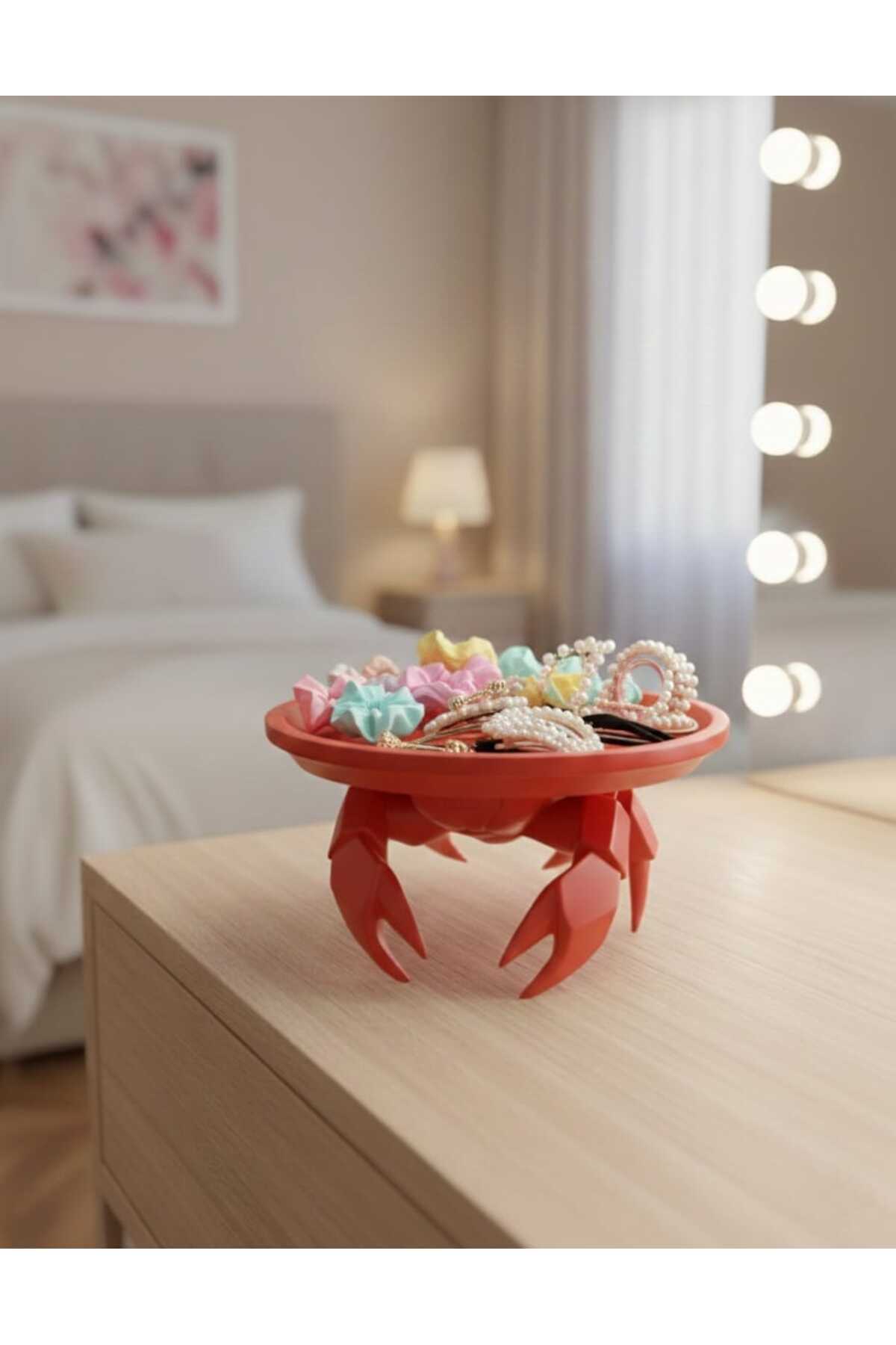 Dekoratif Yengeç Figürü Kırmızı Pratik Ev Gereçleri Sunum Tabak 16 X 16 Cm