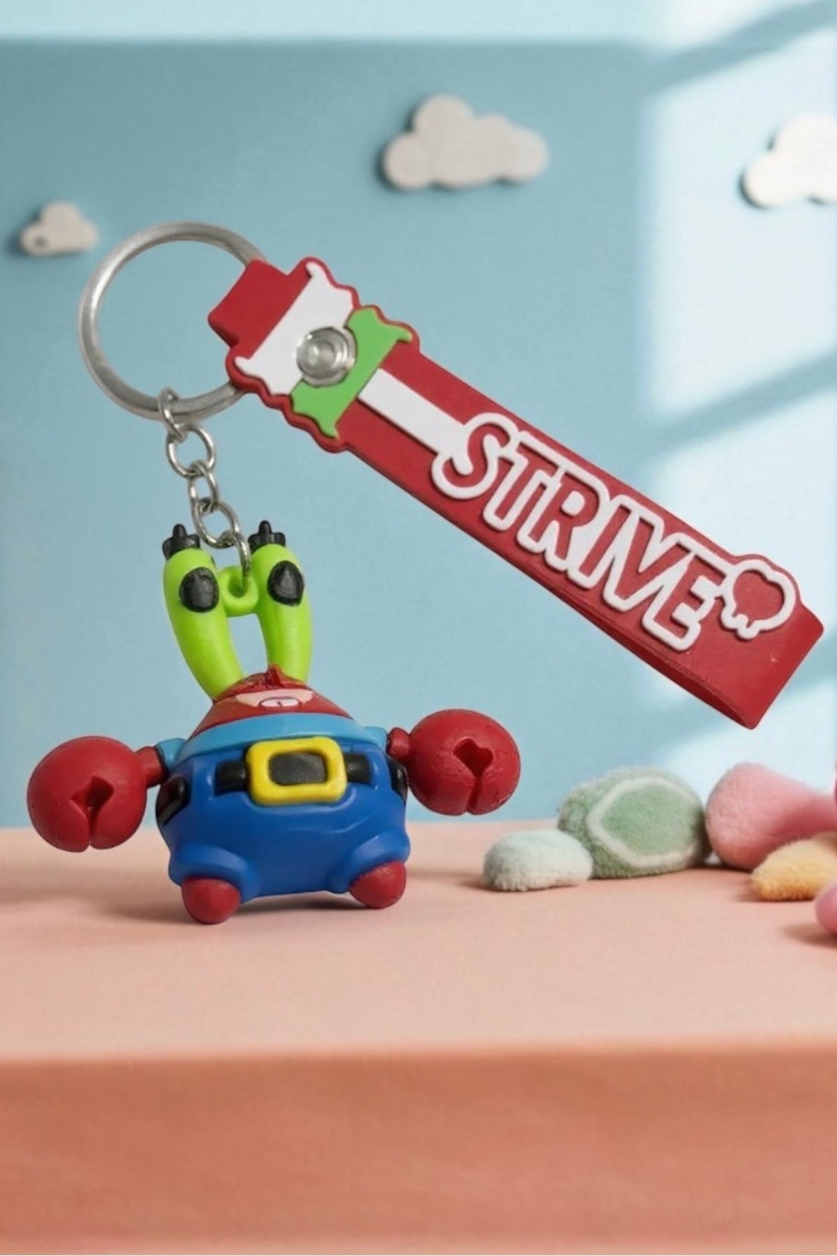 STRIVE Yazılı Figürlü Anahtarlık – Karakter Tasarımlı Çanta & Araba Anahtarlığı