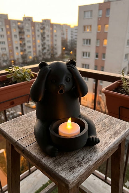 Dekoratif Tealight Mum Hediyeli Ayı Panda Tasarım Vegan