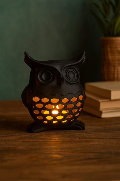 3D Dekoratif Baykuş Mumluk, Tealight Mumluk, Bohem Rustik Ev Dekoru, Hediyelik Romantik Aydınlatma