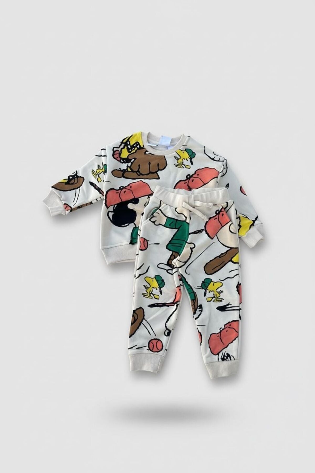 Erkek Çocuk Karakter Baskılı Alt Üst Takım Pamuklu Sweatshirt Eşofman Takımı - Çok Renkli