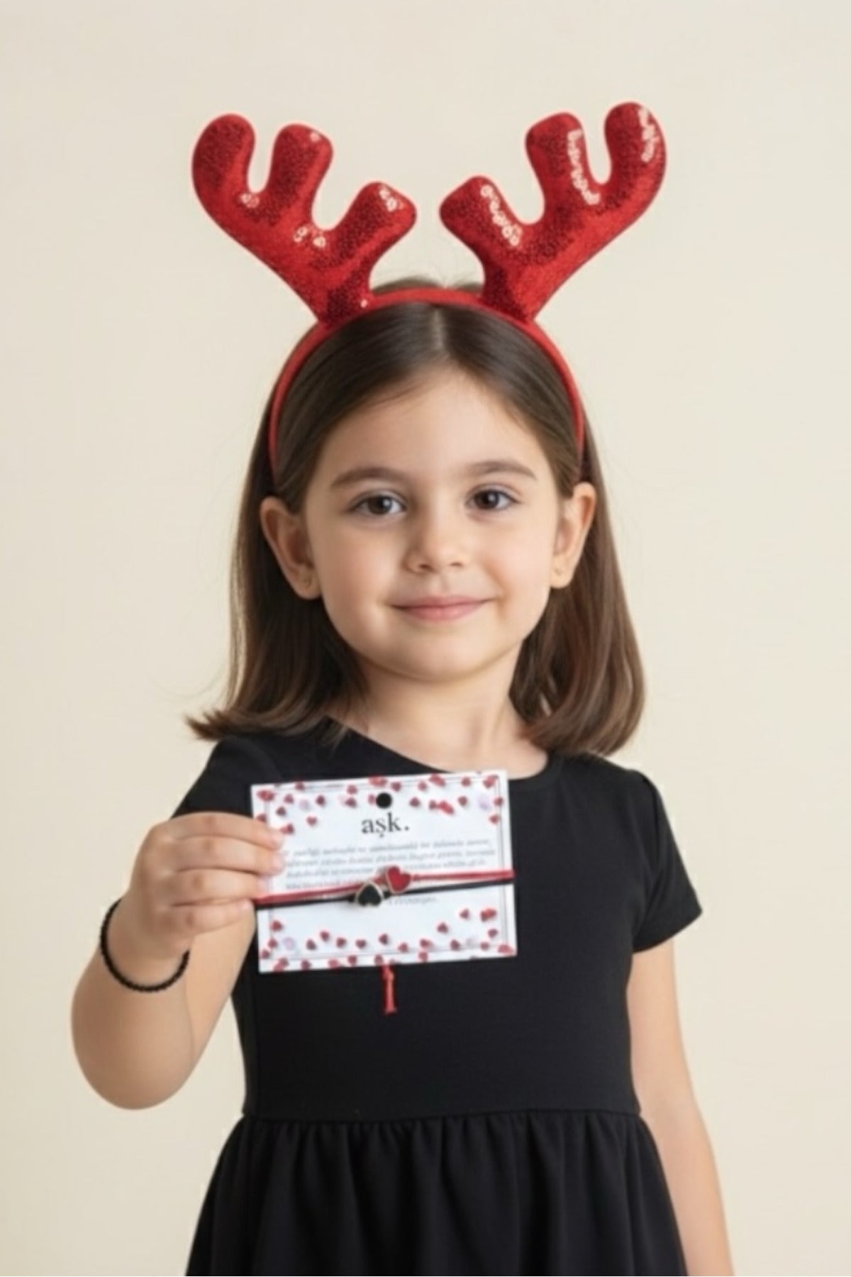 Kırmızı Noel Ağacı Taç ve Noel Baba Bileklik Seti