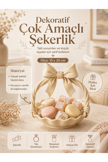 Bej Bohem Sunum Sepeti Çikolatalık Kahve Köşesi Mini Organizer Masaüstü Dekoru