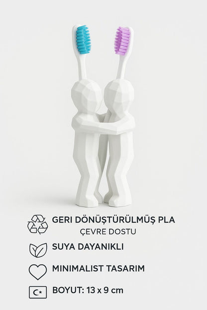 3D Hediye Çiftler İçin Diş Fırçalığı Minimalist Banyo Aksesuarı Geri Dönüştürülmüş PLA 13 x 9 cm