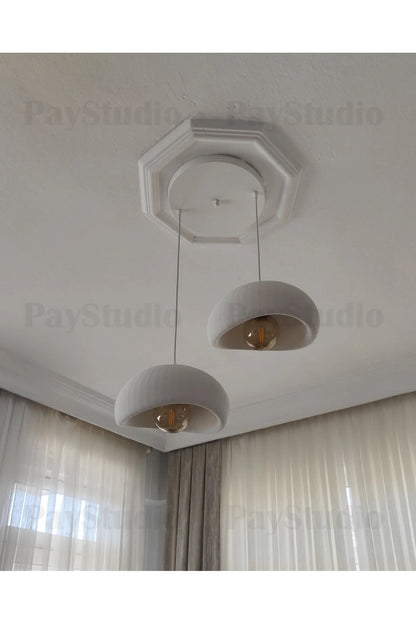 Beton Görünüm 2 Li Sarkıt Avize Bohem Modern Rustik (Rustik Ampül Hediyedir.)