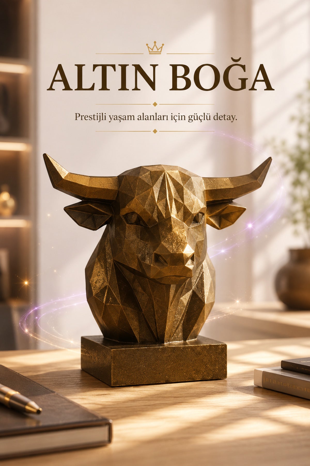 Dekoratif Büst Boğa Heykel Özel Tasarım 3d Hediye 12 x 16 Cm