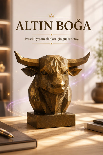 Dekoratif Büst Boğa Heykel Özel Tasarım 3d Hediye 12 x 16 Cm