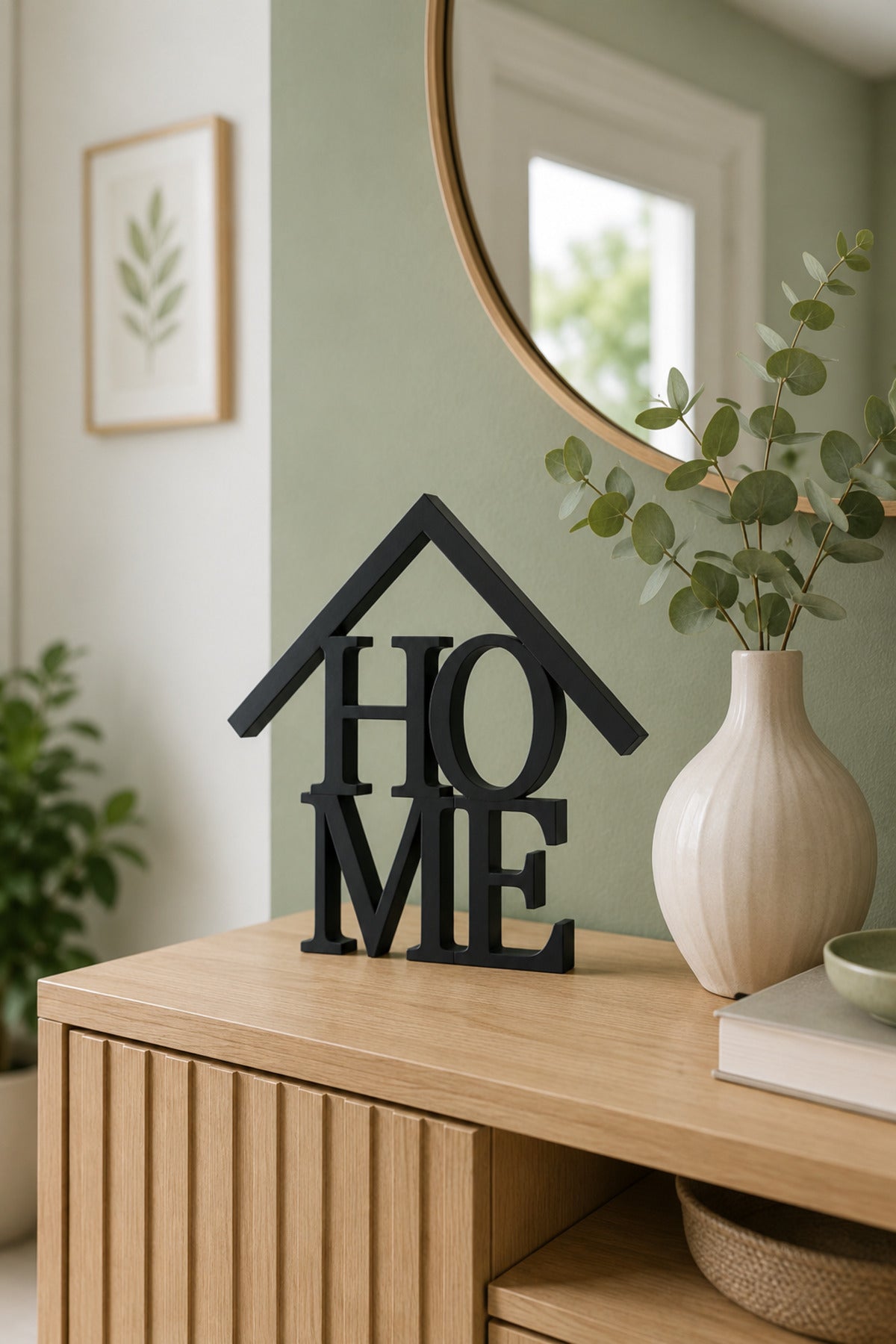Dekoratif HOME Yazılı Ev Biblosu 15×15 cm | Modern Salon, TV Ünitesi, Konsol, Kitaplık ve Raf Süsü - Siyah
