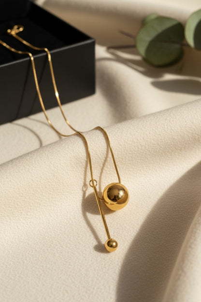 316L Çelik Gold Altın Kaplama Kolye - Kararmaz Yılan Zincir Minimalist Top Kolye