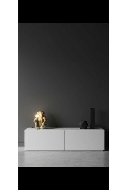 Bronz Renkli Maymun Tasarımlı Dekoratif Lamba Ve Gece Lambası (AMPUL HEDİYEDİR) 35 X 30 Cm