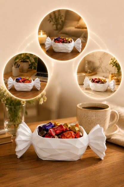 Geometrik Şeker Form Beyaz Mini Sunumluk Lokumluk Coffee Corner Masa Dekoru