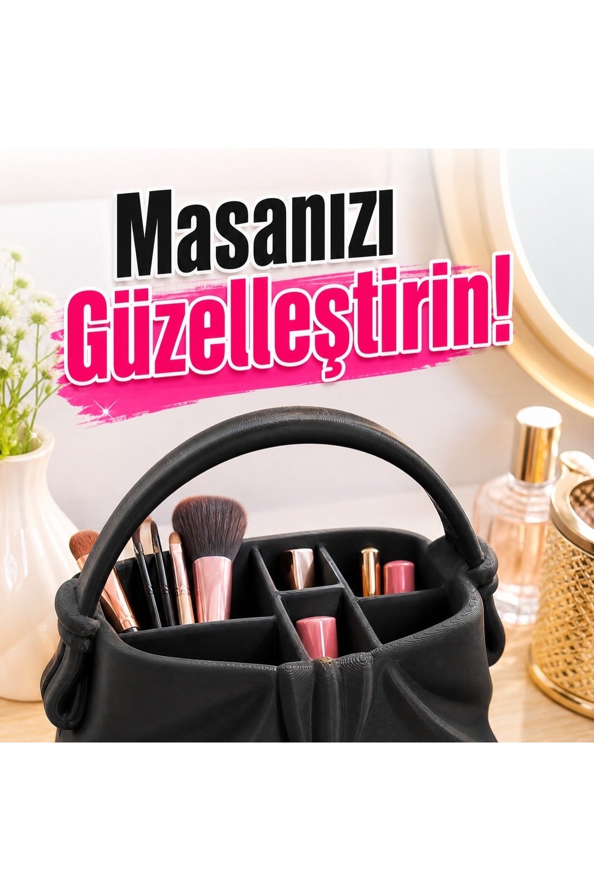 Çanta Tasarımlı Dekoratif Biblo | Modern Salon Konsol Sehpa ve Masaüstü Dekoru - Siyah