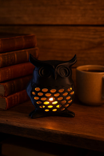 3D Dekoratif Baykuş Mumluk, Tealight Mumluk, Bohem Rustik Ev Dekoru, Hediyelik Romantik Aydınlatma