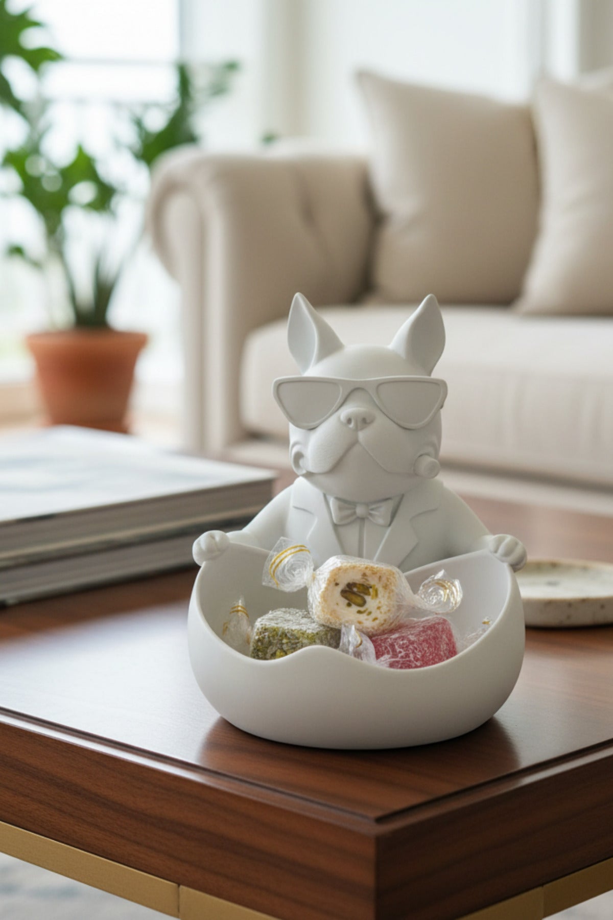 Boss Köpek Figürlü Masaüstü Organizer Dekoratif Biblo