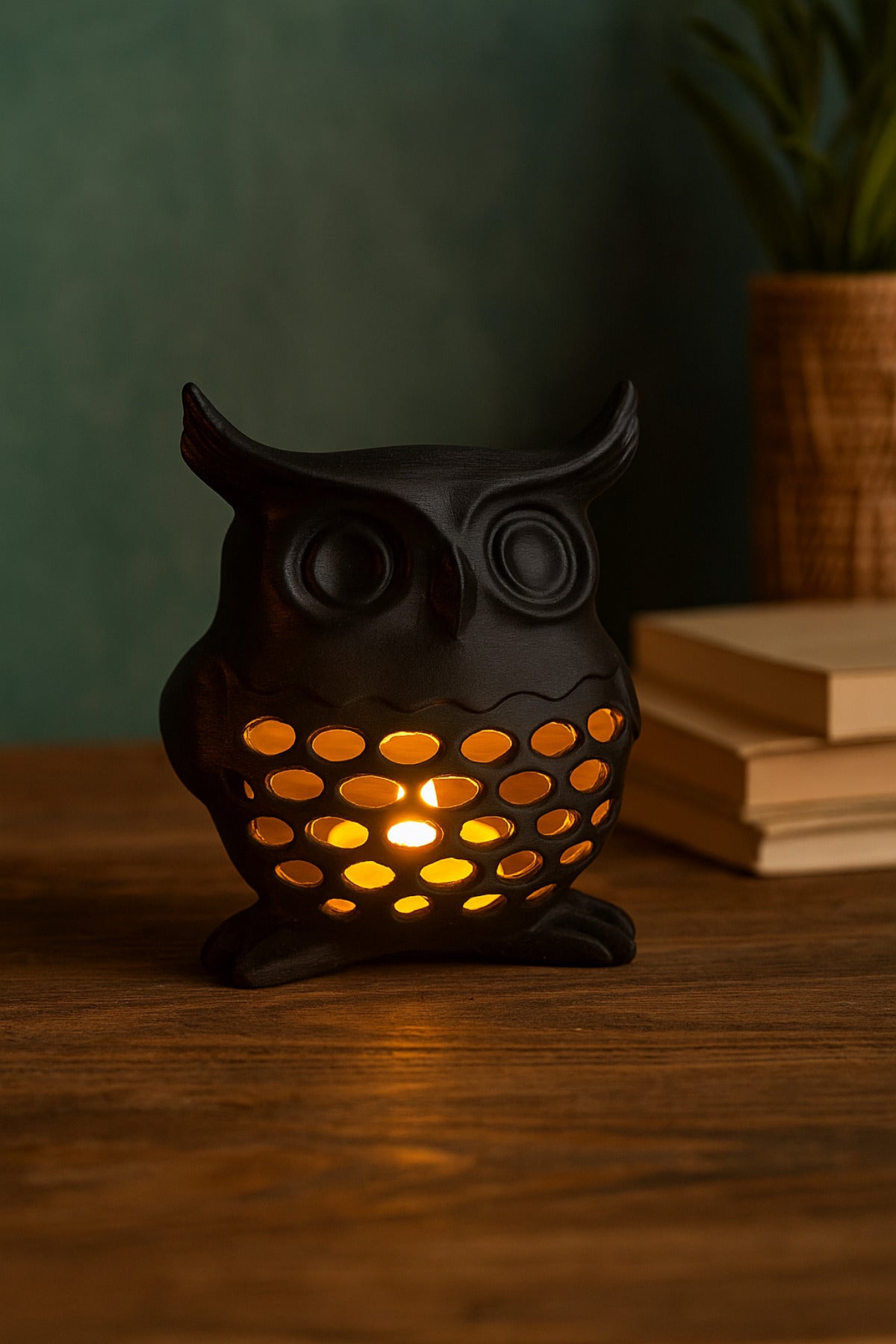 3D Dekoratif Baykuş Mumluk, Tealight Mumluk, Bohem Rustik Ev Dekoru, Hediyelik Romantik Aydınlatma