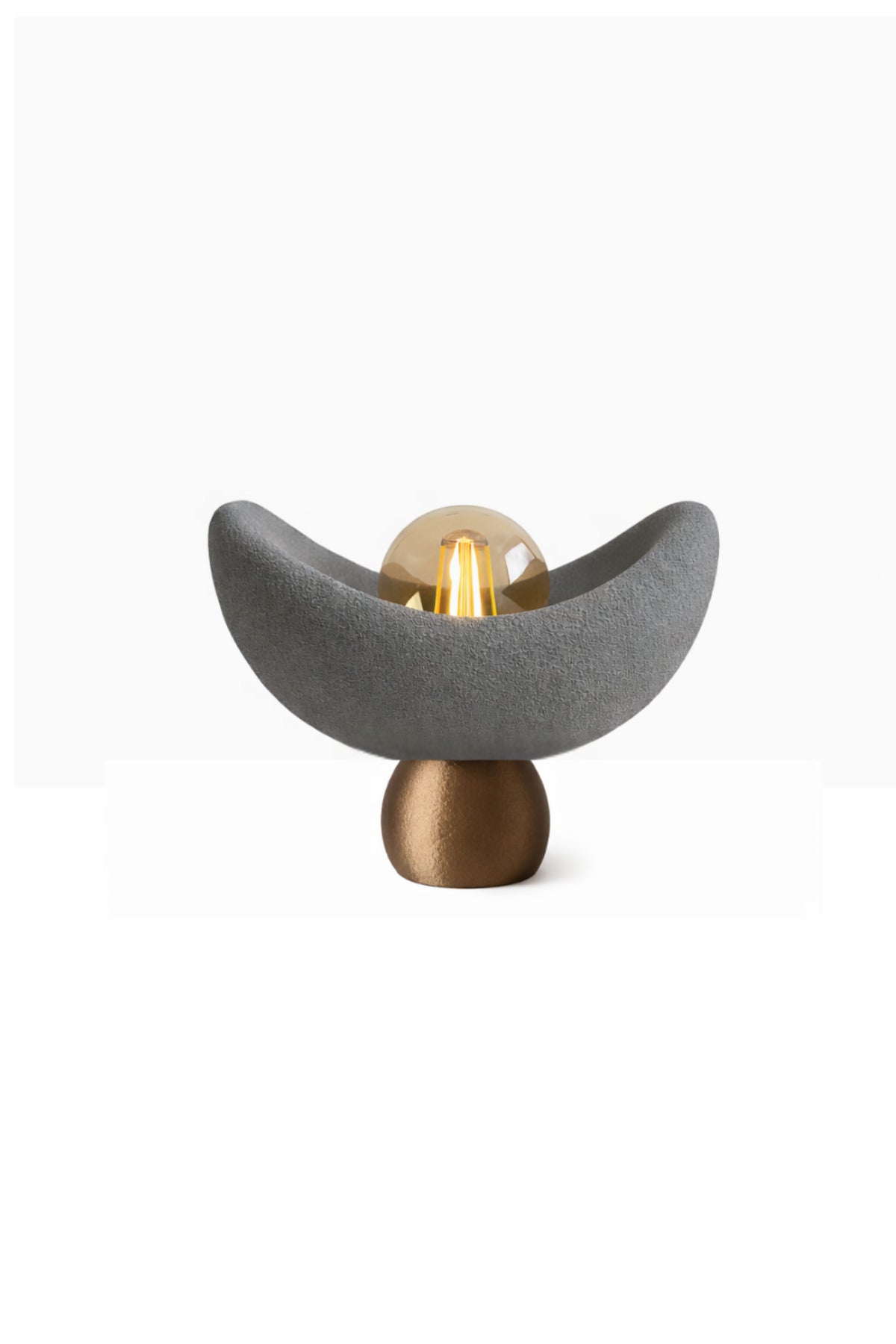 Luna Tasarım Masa Lambası Gri Bronz Detaylı Abajur Loş Amber Işık, Rustik Ampul Hediyeli 20 x 37 cm