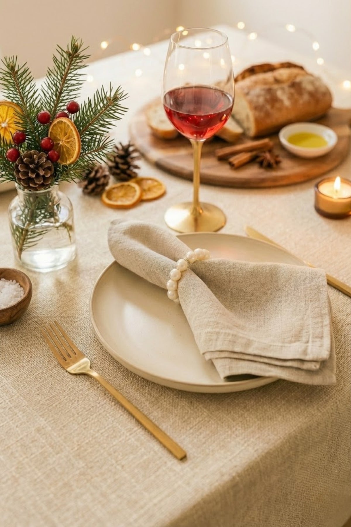 6 Adet Ekru Boncuklu İnci Peçete Yüzüğü, Napkin Ring, Sunumluk Yüzük 4 cm