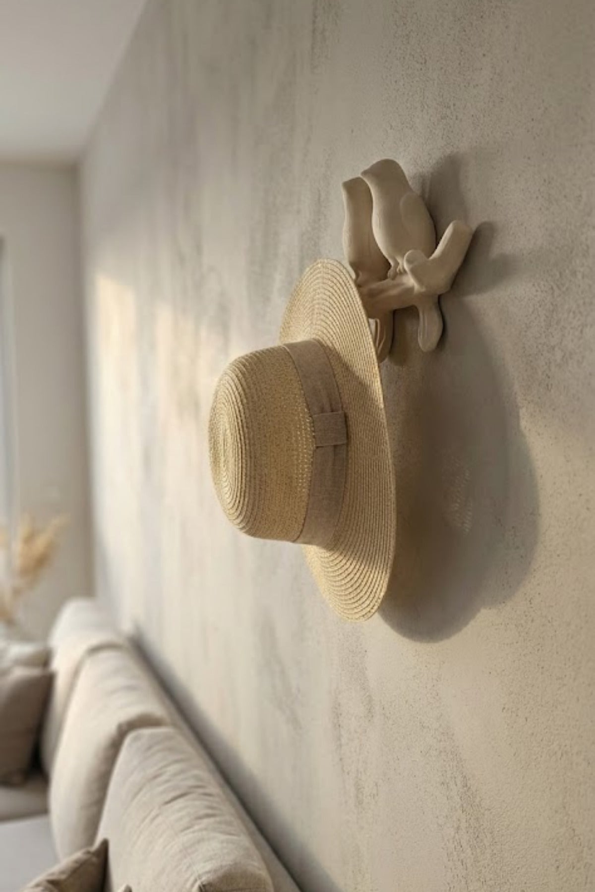 3D Minimal Kuş Duvar Askısı 17 x 17 cm, Dekoratif Anahtarlık Çanta Askılığı