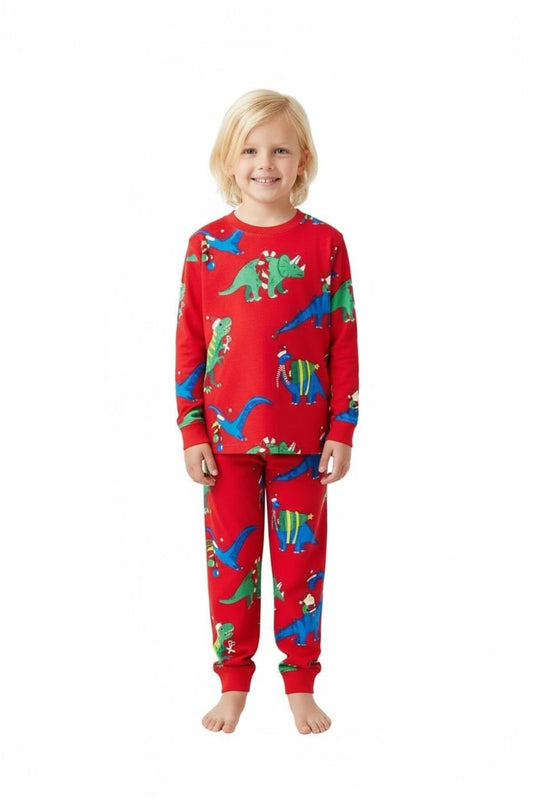 Yılbaşı Temalı Unisex(Kız-Erkek)Pijama Takımı Uzun Kollu-Baskılı,Pamuklu Alt-Üst Takım