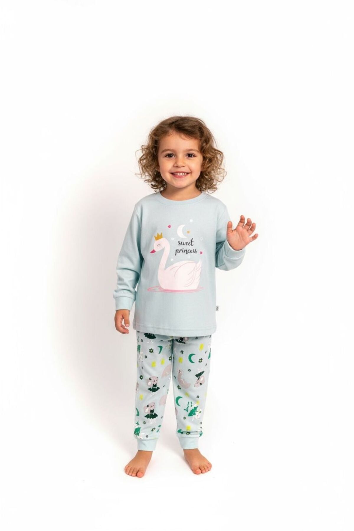Kız Çocuk Pijama Takımı Uzun Kollu | Unicorn, Kuğu, Bale, Çilek Baskılı Pamuklu Ev Giyim