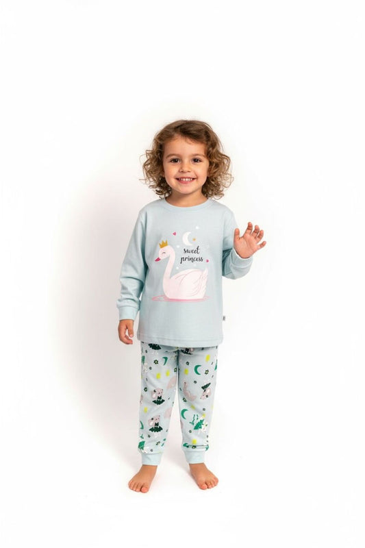 Kız Çocuk Pijama Takımı Uzun Kollu | Unicorn, Kuğu, Bale, Çilek Baskılı Pamuklu Ev Giyim