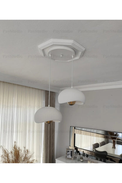 Beton Görünüm 2 Li Sarkıt Avize Bohem Modern Rustik (Rustik Ampül Hediyedir.)