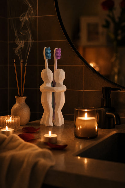 3D Hediye Çiftler İçin Diş Fırçalığı Minimalist Banyo Aksesuarı Geri Dönüştürülmüş PLA 13 x 9 cm