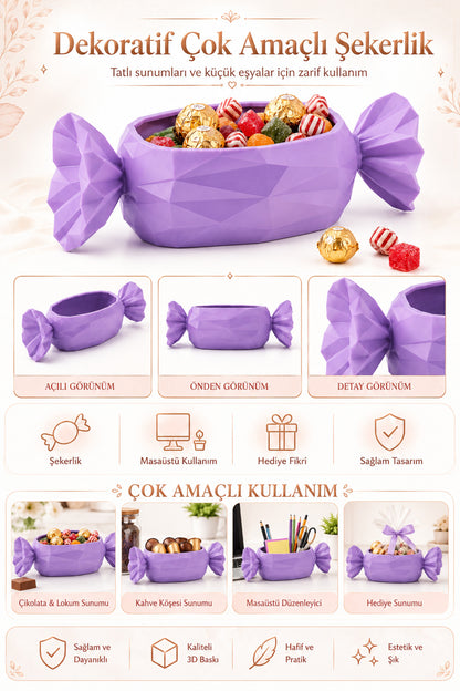 Geometrik Şeker Form Mor Mini Takı Kabı Masaüstü Organizer Pinterest Dekoru