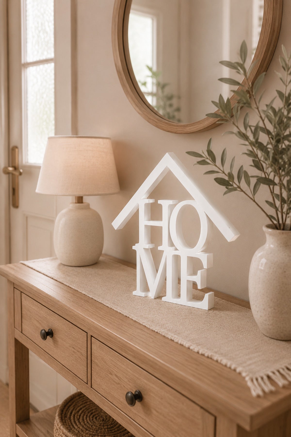 Dekoratif HOME Yazılı Ev Biblosu 15×15 cm | Modern Salon, TV Ünitesi, Konsol, Kitaplık ve Raf Süsü - Beyaz