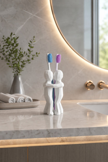 3D Hediye Çiftler İçin Diş Fırçalığı Minimalist Banyo Aksesuarı Geri Dönüştürülmüş PLA 13 x 9 cm