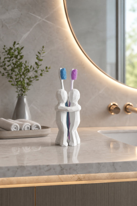 3D Hediye Çiftler İçin Diş Fırçalığı Minimalist Banyo Aksesuarı Geri Dönüştürülmüş PLA 13 x 9 cm