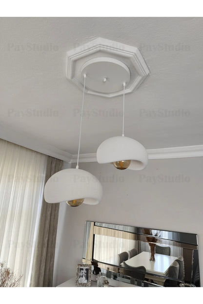Beton Görünüm 2 Li Sarkıt Avize Bohem Modern Rustik (Rustik Ampül Hediyedir.)