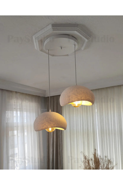 Beton Görünüm 2 Li Sarkıt Avize Bohem Modern Rustik (Rustik Ampül Hediyedir.)