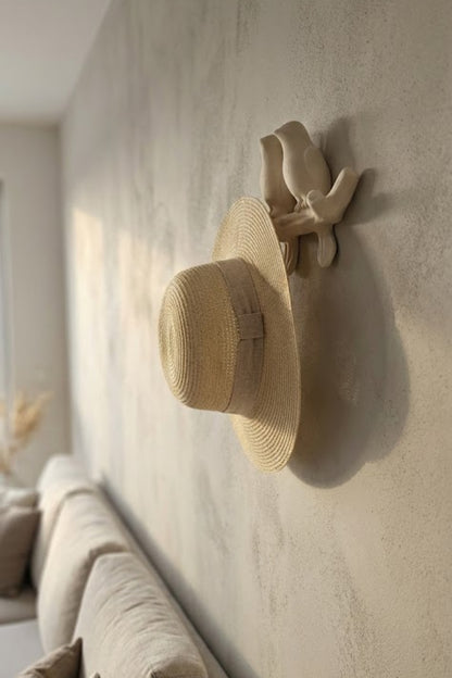 3D Minimal Kuş Duvar Askısı 17 x 17 cm, Dekoratif Anahtarlık Çanta Askılığı