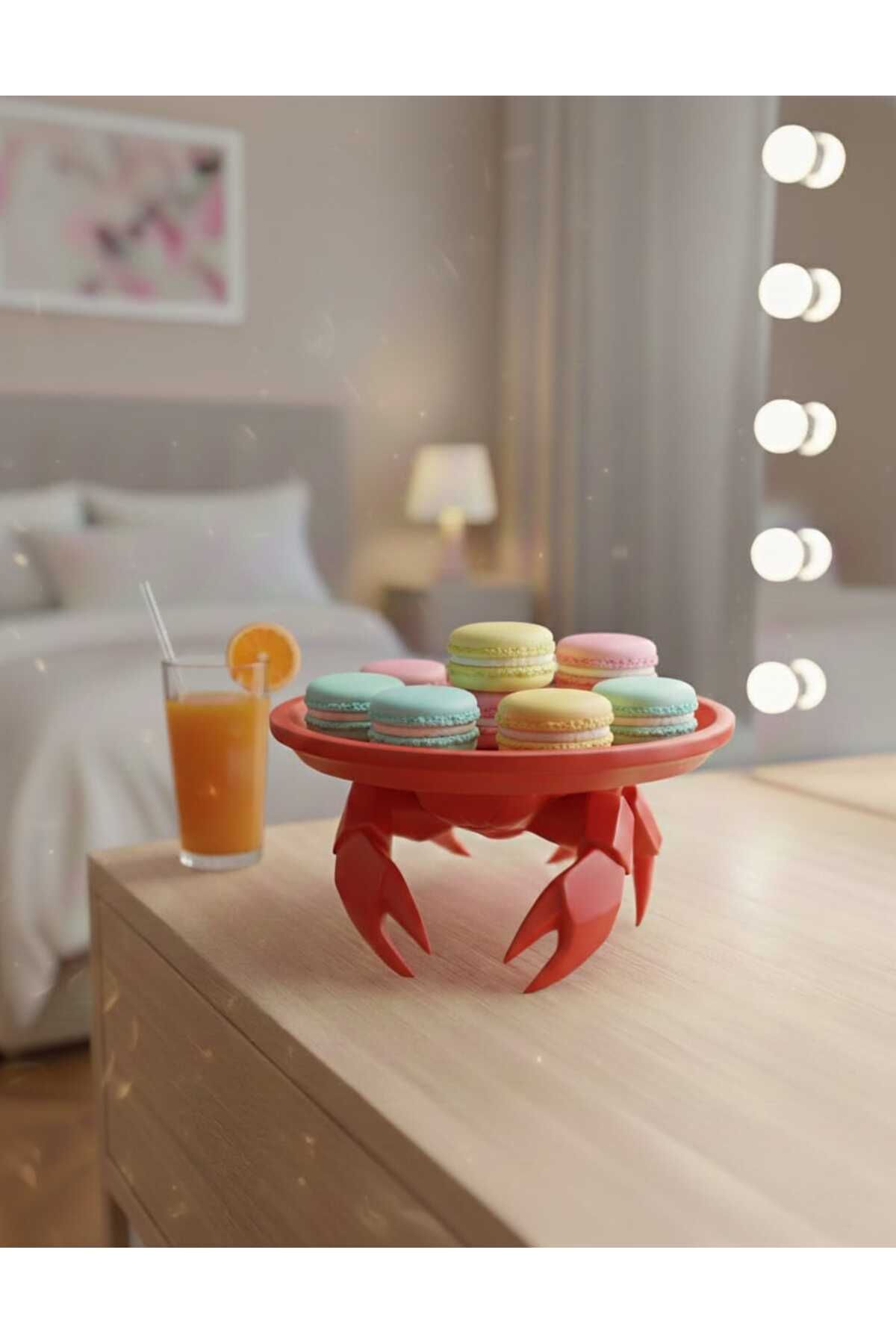 Dekoratif Yengeç Figürü Kırmızı Pratik Ev Gereçleri Sunum Tabak 16 X 16 Cm