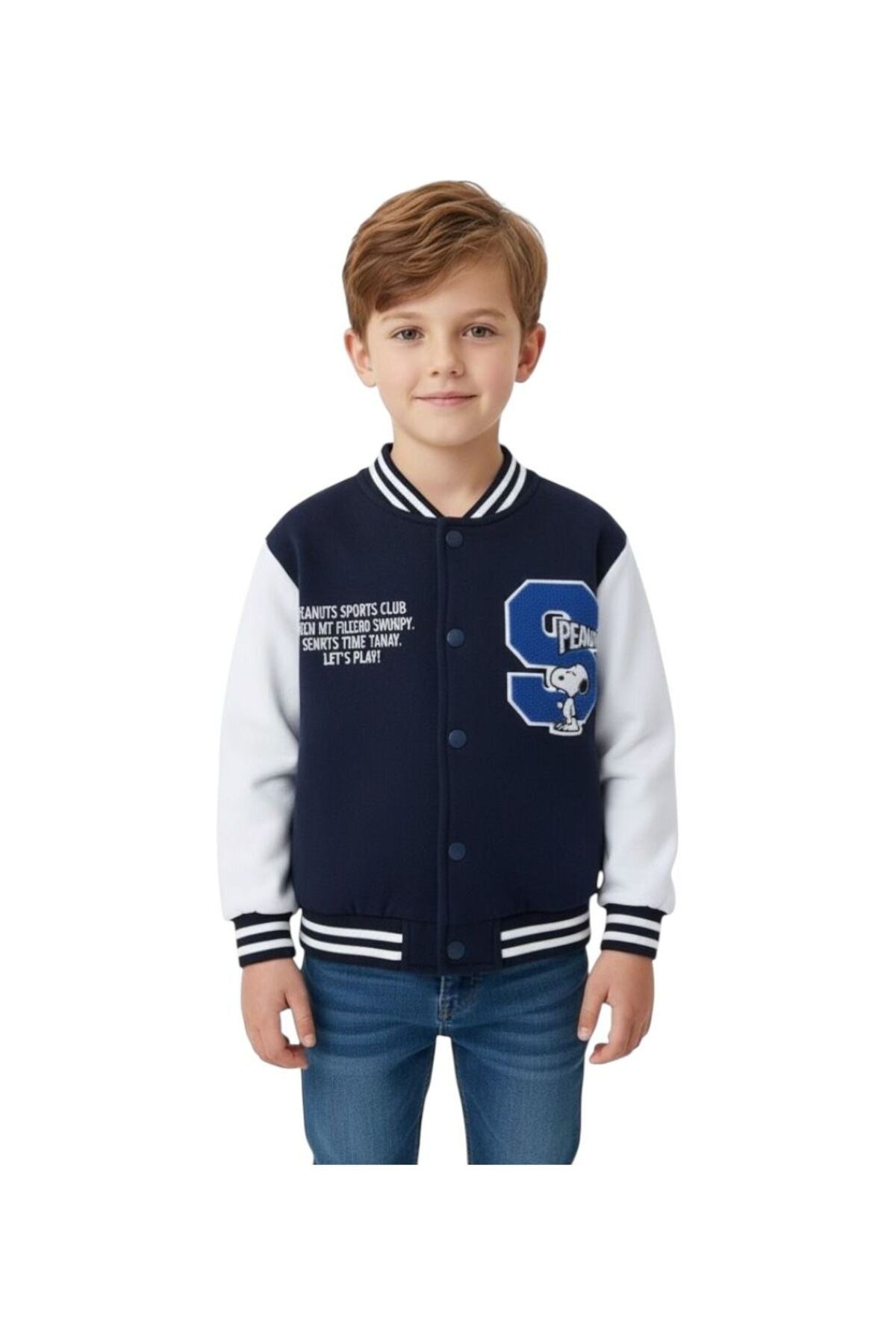 Çocuk Snoopy Kolej Ceket – Unisex Spor Sweatshirt Modeli 3-10 Yaş
