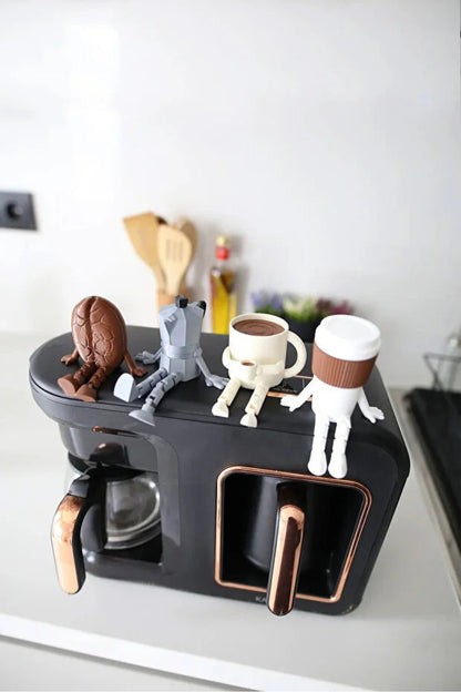 Sevimli Kahve Köşesi 4’lü Biblo Seti Sorelis - Kahve Çekirdeği - Moka Pot - Kupa - Bardak Dekoratif