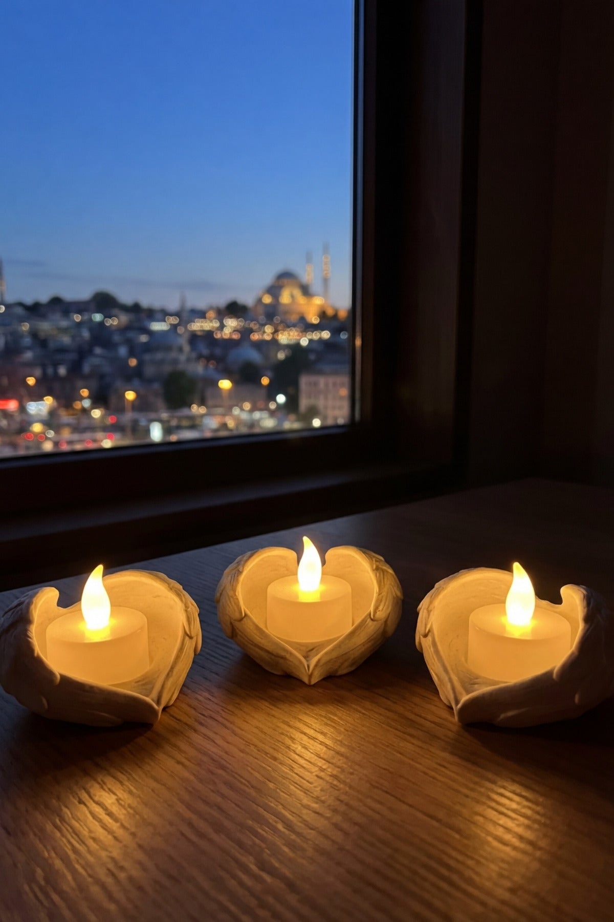 Melek Işığı Seti 3’lü Melek Kanatlı LED Mum Dekoratif Tealight 8 x 7 cm