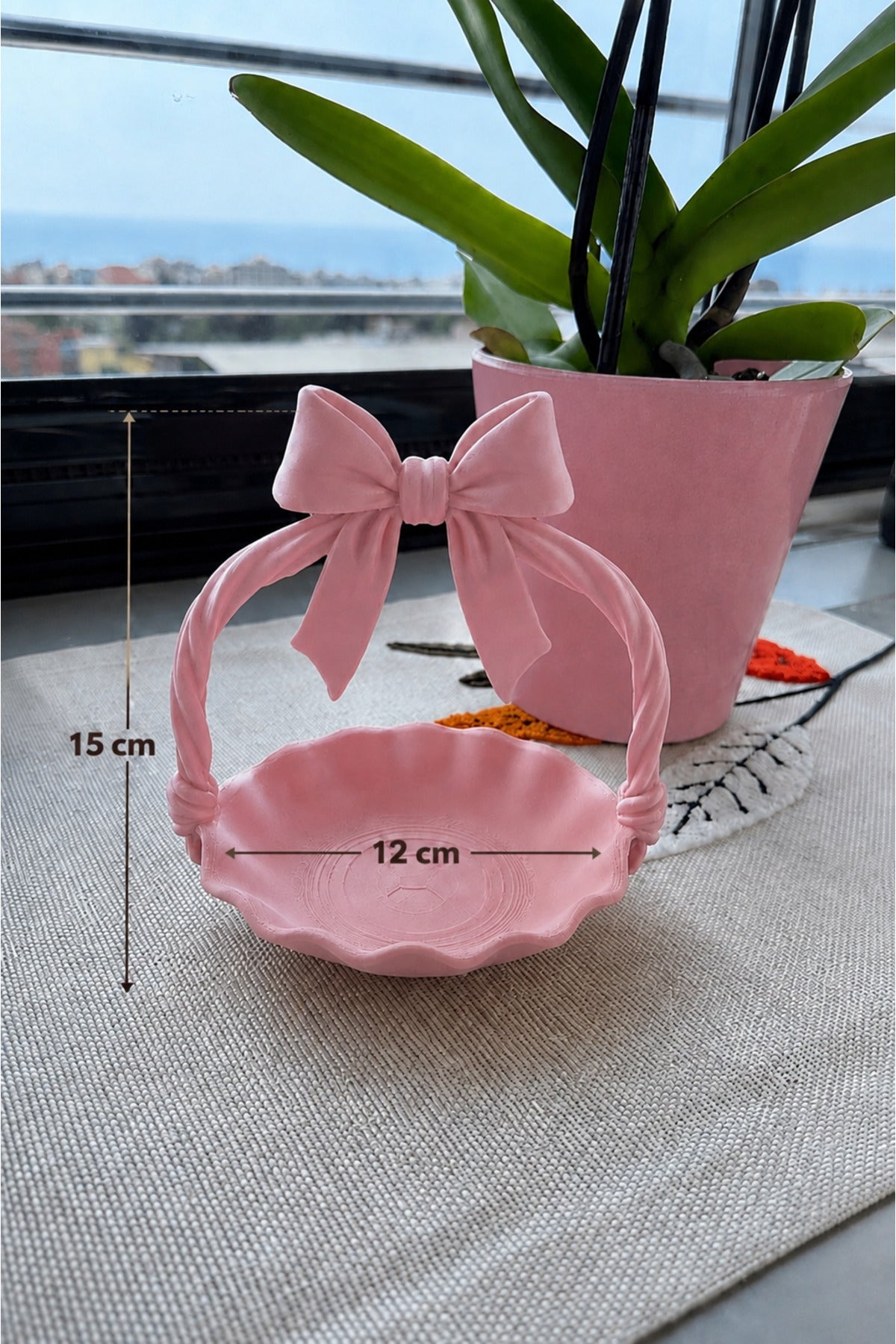 Bohem Sunum Sepeti Çikolatalık Kahve Köşesi Mini Organizer Masaüstü Dekoru Pembe