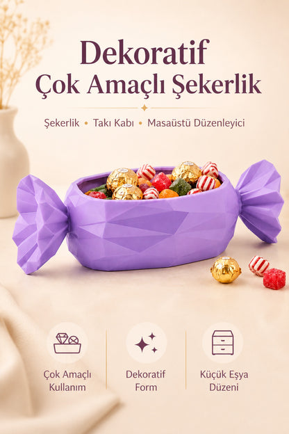 Geometrik Şeker Form Mor Mini Takı Kabı Masaüstü Organizer Pinterest Dekoru