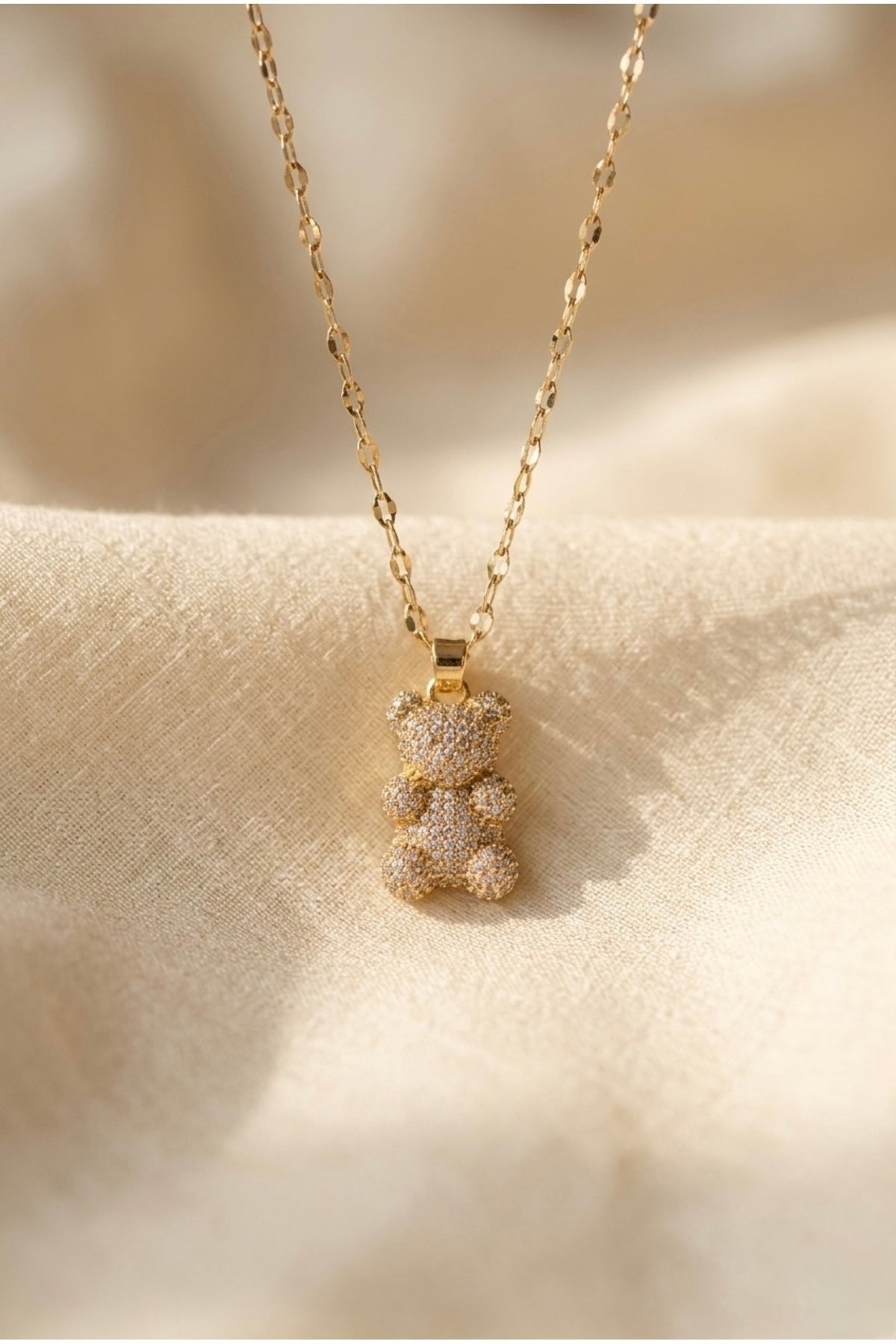 Minimal Teddy Charm kadın Kolye | Paslanmaz Çelik | Kararma Yapmaz Günlük Zarif Kolye